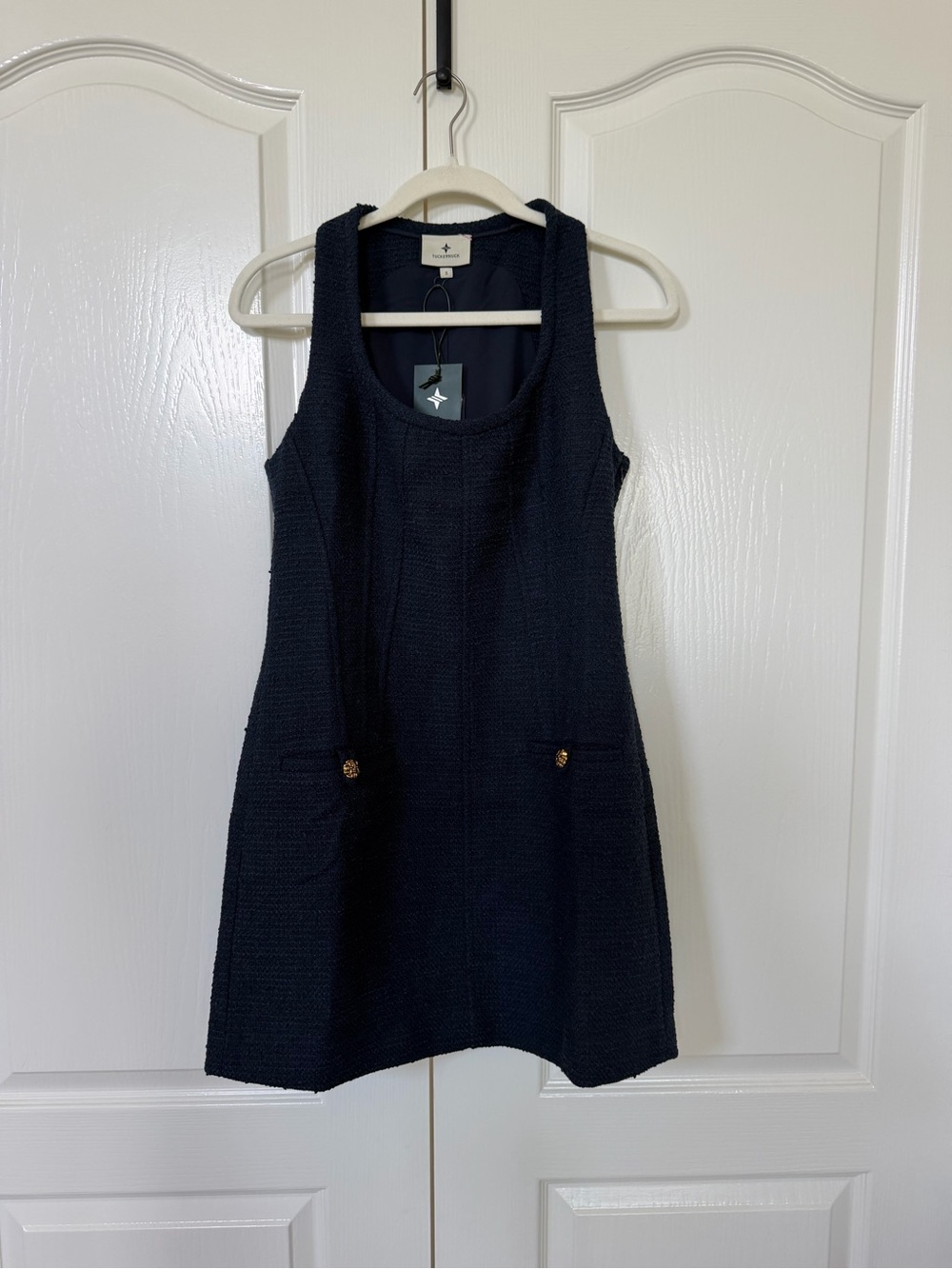 Tuckernuck Navy Textured Sleeveless Mini Dress